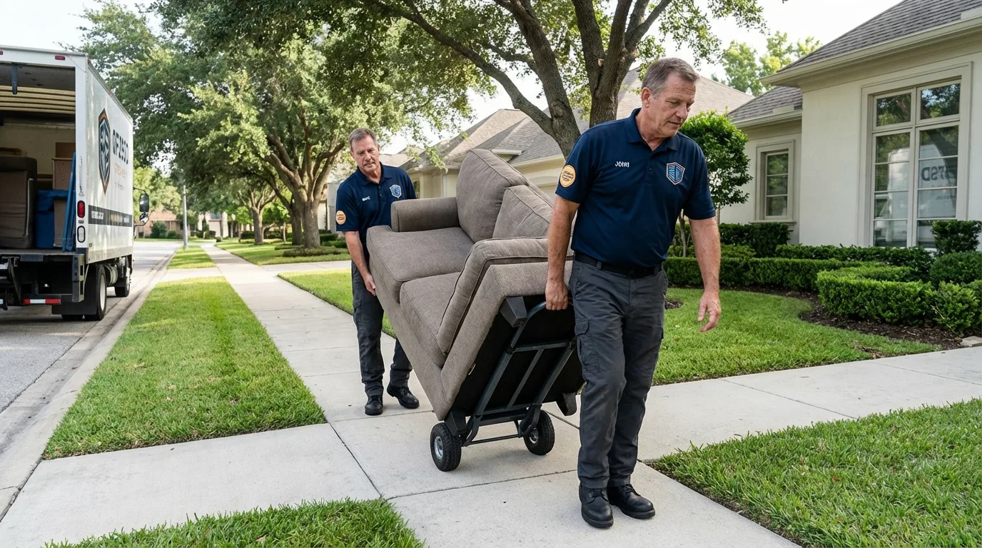 Local residential moving crew loading furniture in Southwick, MA